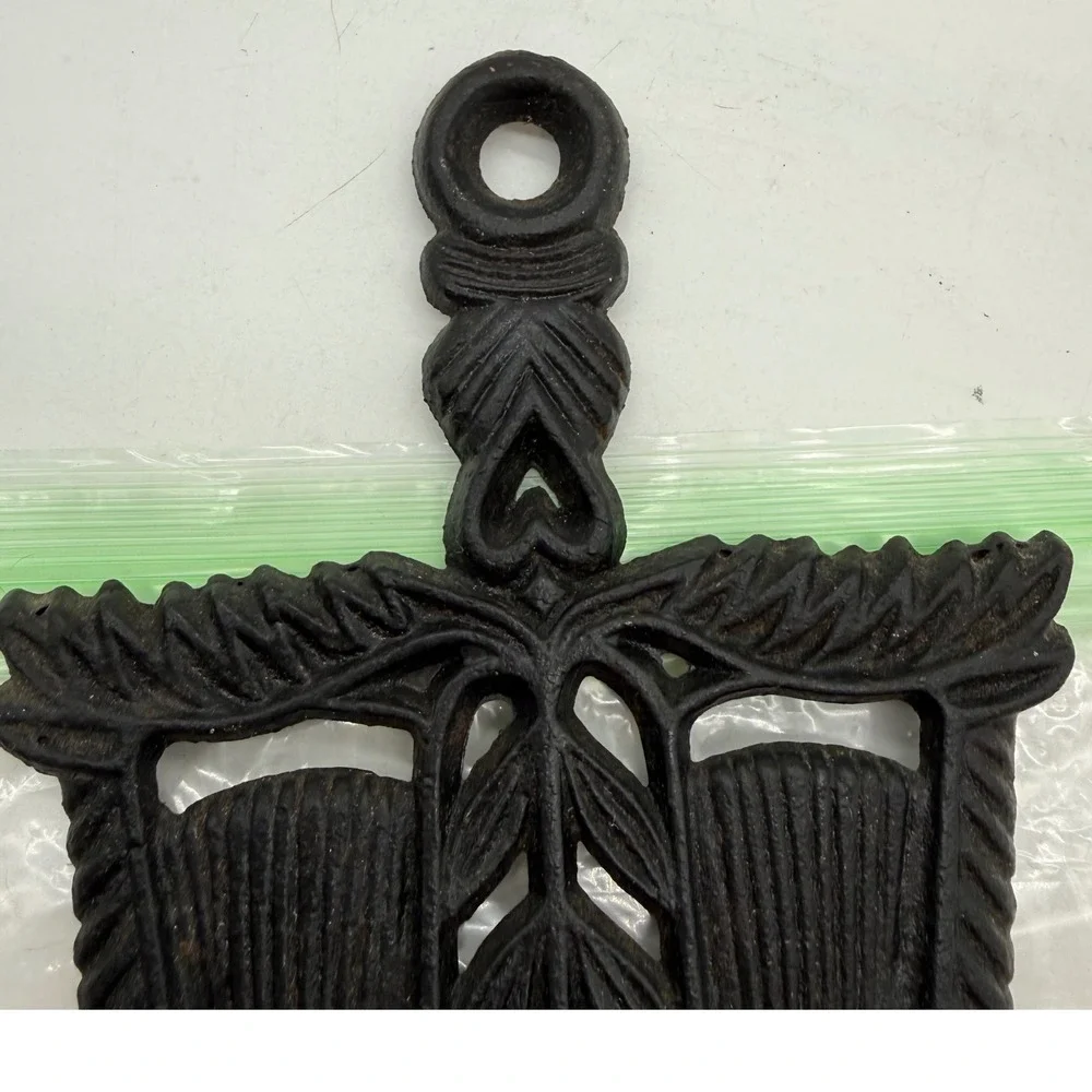 Vintage Cast Iron Trivet Made in Japan Tassel and Wheat Wall Decor Black